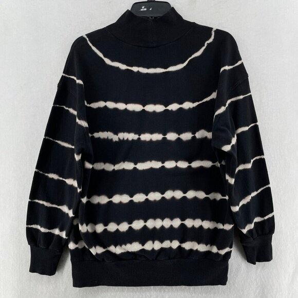 Wild Fable Sweater Women's Sz S Black Knitted Tie-Dye Striped Mock Neck Pullover - Picture 2 of 12